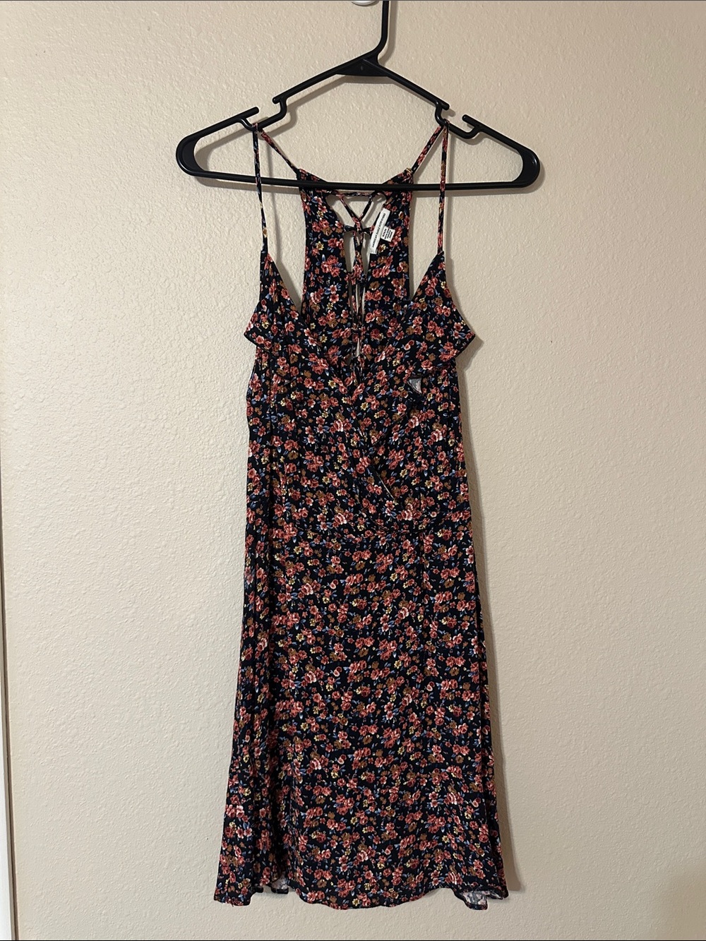 Navy Floral Slip Dress with Pink & Coral Flowers